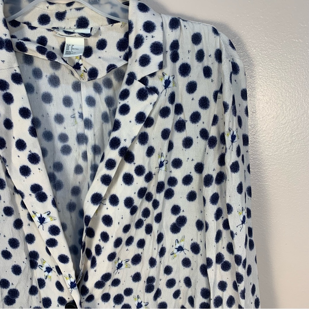 H&M X Anna Glover Lightweight Viscose Bee Dotted Print Blazer Jacket - Picture 3 of 12
